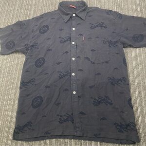 Versace Blue Casual Button Down Shirt